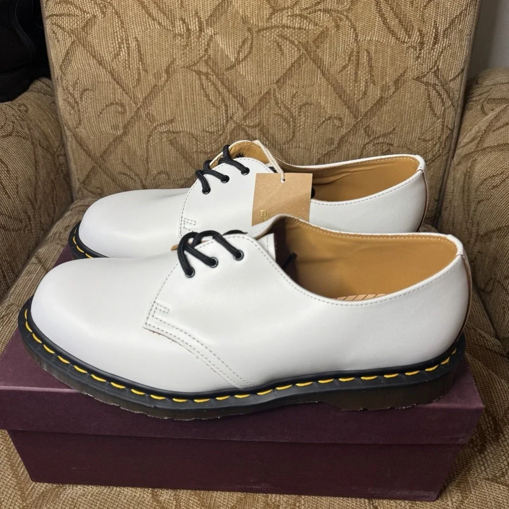 DR MARTEN 1461 VINTAGE White Quilon Unisex MADE in ENGLAND MEN US 11 UK 10 New
